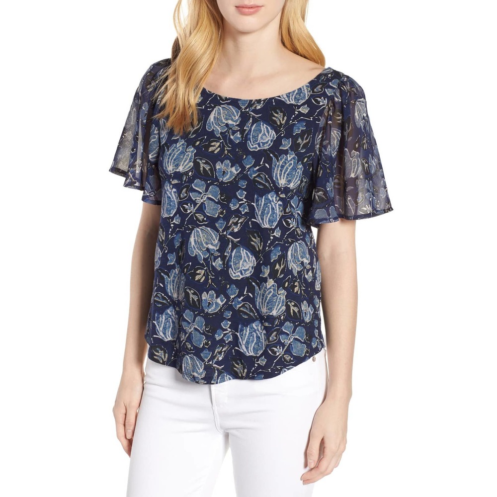 Lucky Brand Printed Top | Boho Casual Blouse | Lightweight Everyday Style M